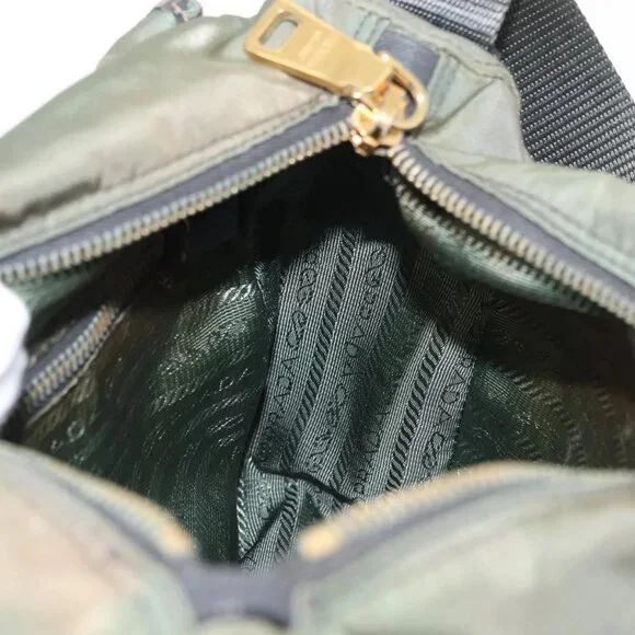 PRADA Shoulder Bag Nylon Khaki Gold Auth 154525 - Picture 12 of 16